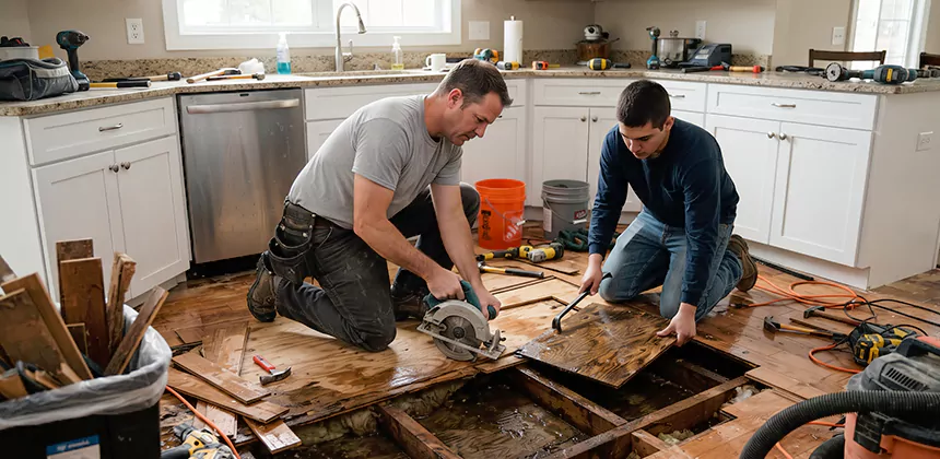 Kitchen Floor Water Damage Repair in Bonney Lake